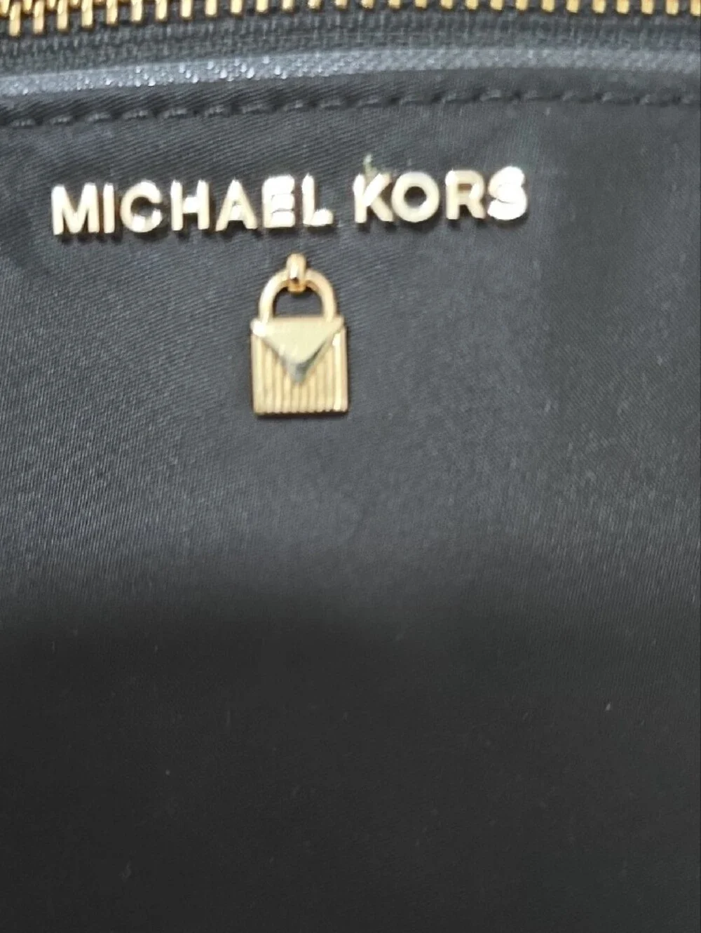 Michael Kors Black Nylon Backpack with Gold Accents